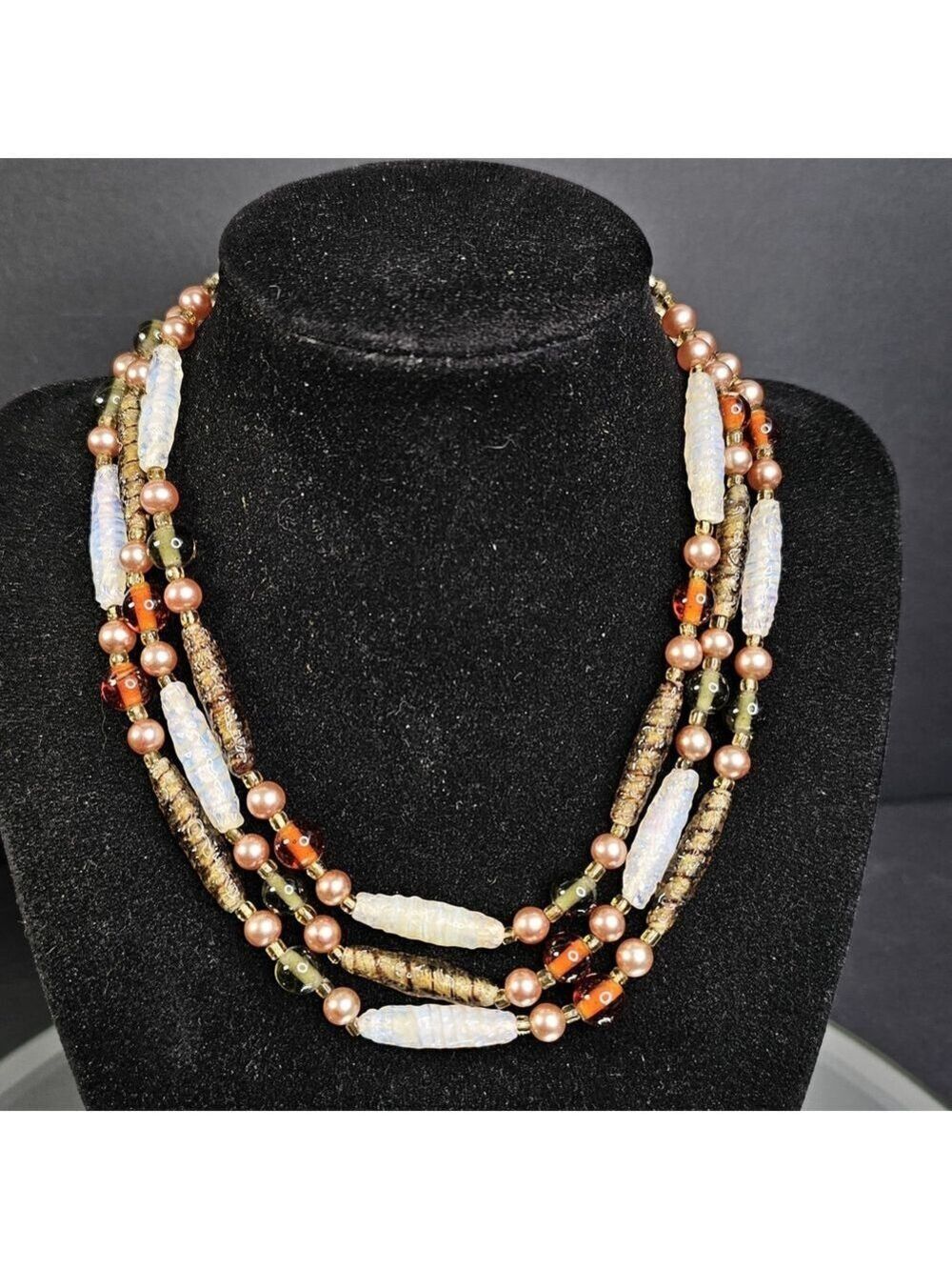 Vintage Art Glass Choker Necklace Adjustable Length Germany